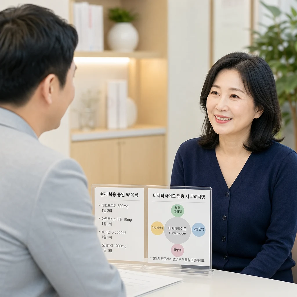 현재 복용 중인 약과 마운자 병행해도 되나요?